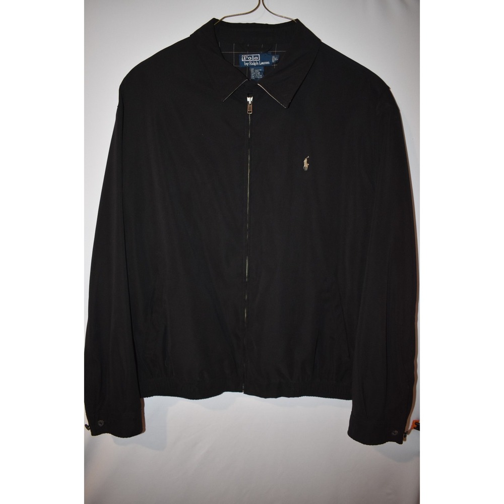 Vintage 90s Polo Ralph Lauren Mens XL Black Plaid Lined Full Zip Up Jacket
